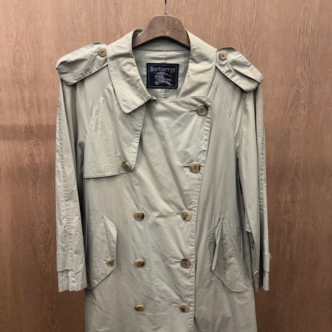 버버리 코튼 롱 트렌치 코트 더블 브레스티드 벨트 견장 디테일 베이지 상품이미지4