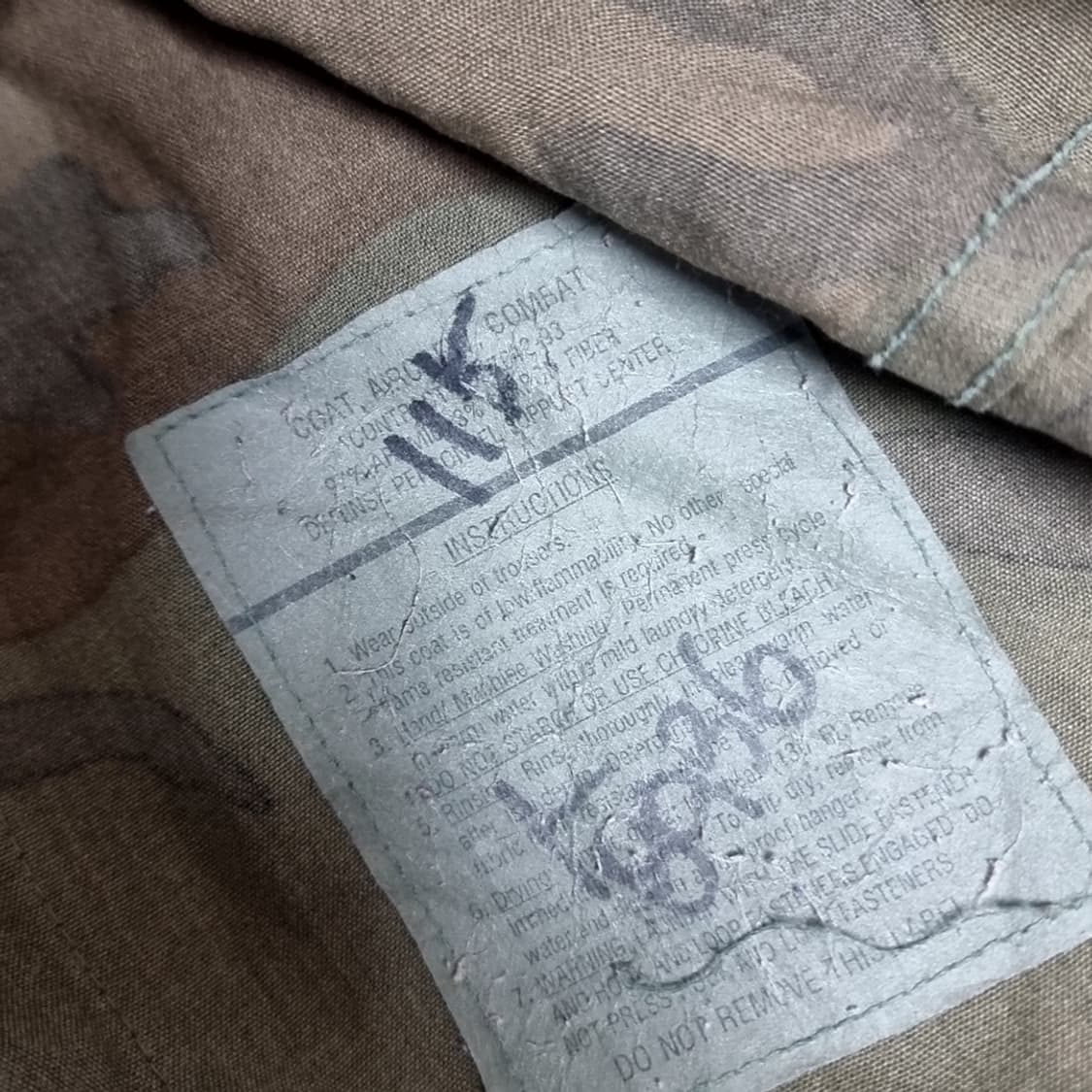 미군 m65 우드랜드 밀리터리 승무원 방염야상 자켓(105) 상품이미지5