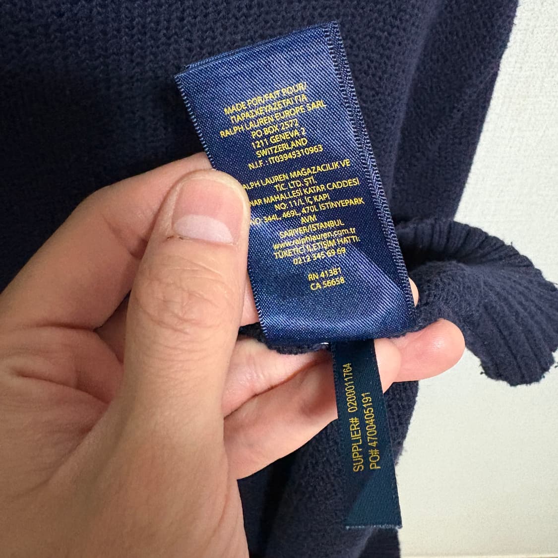 폴로 랄프로렌 코튼 라운드 니트 / 네이비, L 상품이미지8