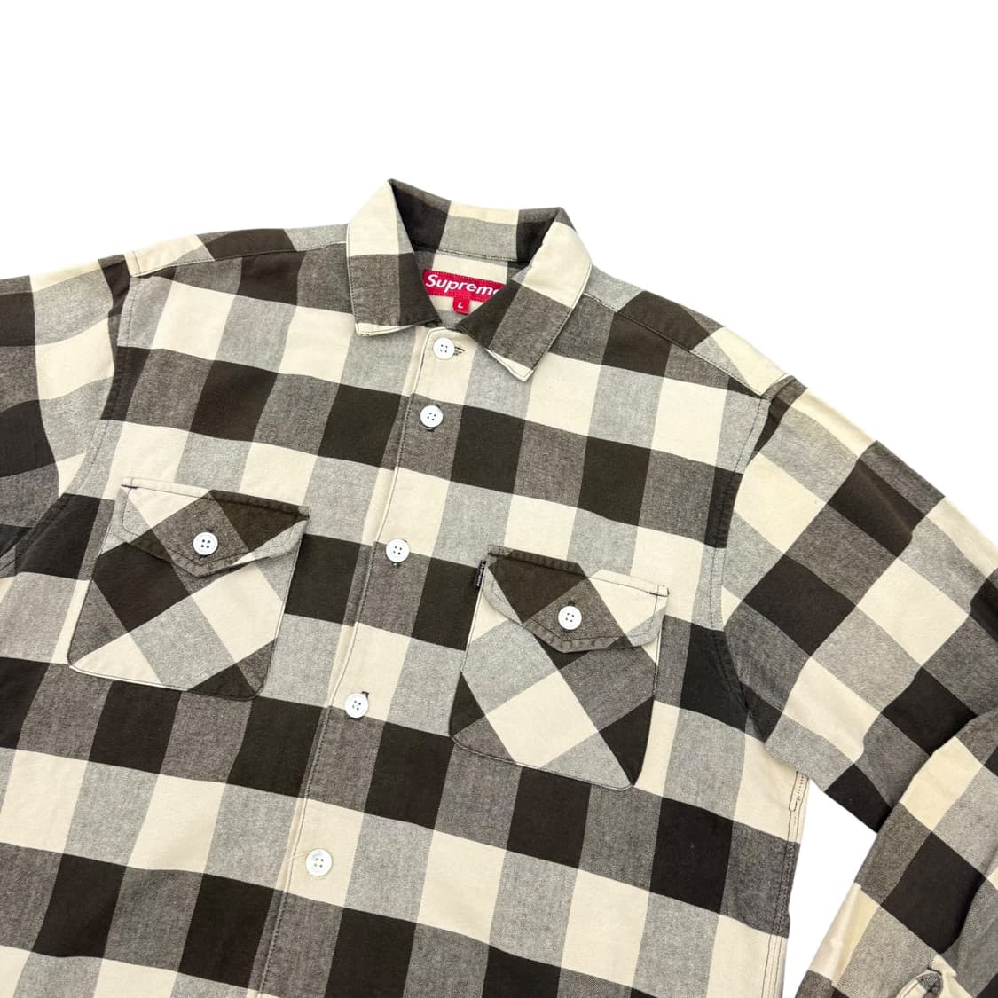 90‘s 슈프림 버팔로 베이지 브라운 체크셔츠  상품이미지4