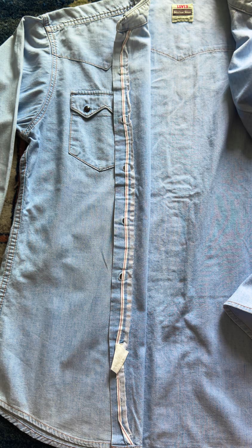 90s Levi's 웨스턴 샴브레이 셀비지 셔츠 상품이미지4