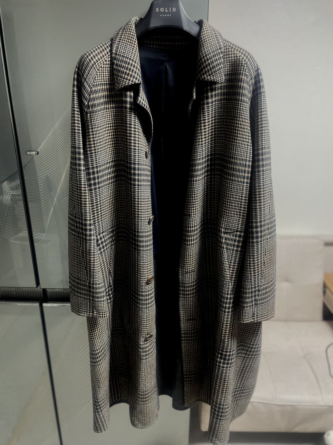 솔리드옴므 오버핏 체크코트 48사이즈 상품이미지2