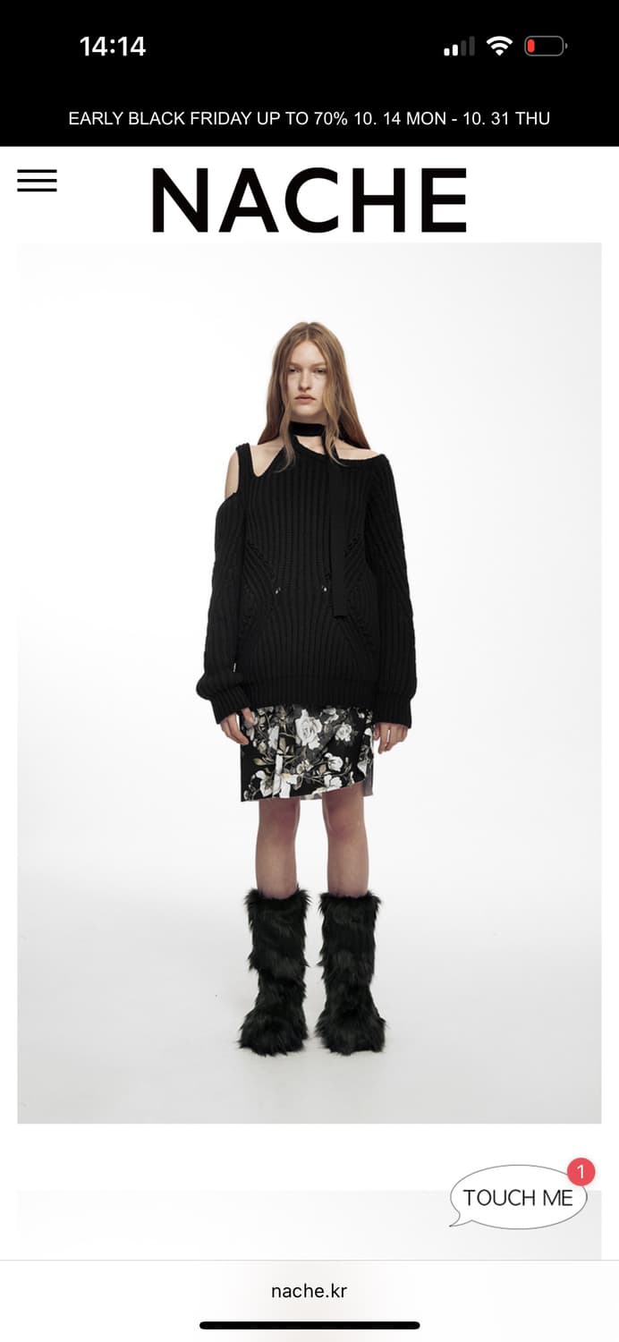 나체 슬릿 타이 니트 블랙 상품이미지2