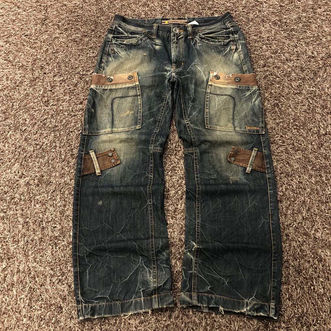 34 버커루 빅포켓 카고 워싱 데님 팬츠 상품이미지1