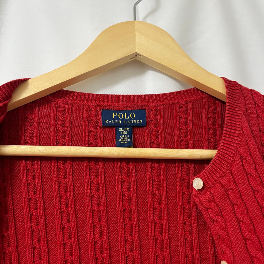 폴로 랄프로렌 케이블 니트 가디건 레드 상품이미지4