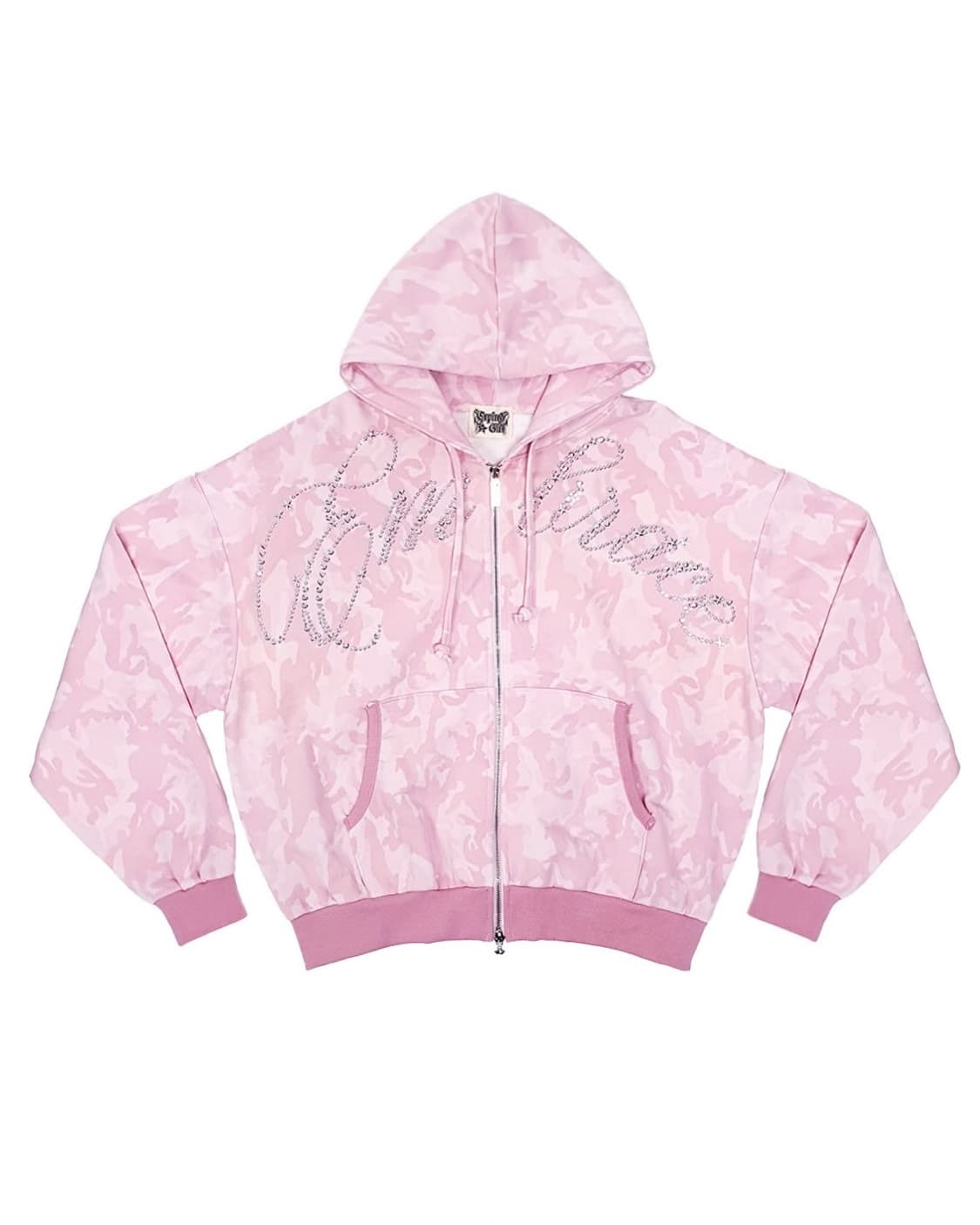 모카 손민수 익스파이어드걸 라인스톤 후드집업 핑크 카모 상품이미지2