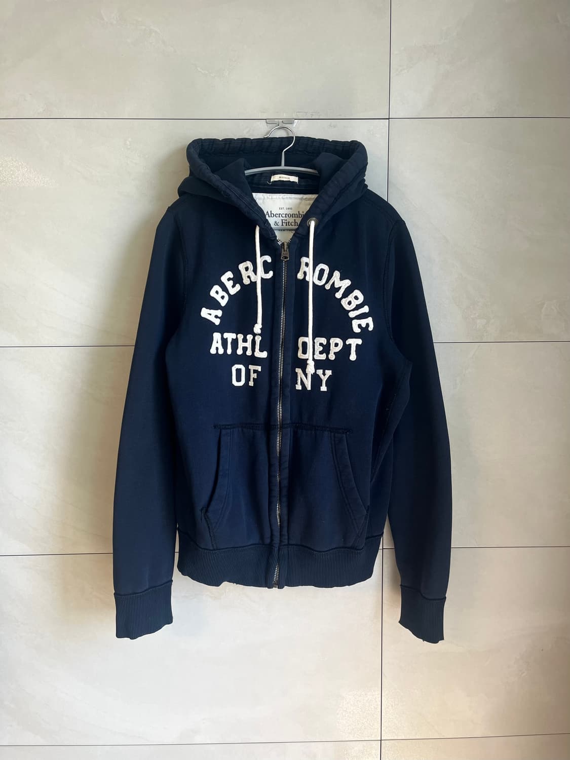 [2XL] 아베크롬비 스펠로고 대장 후드집업 네이비 상품이미지1