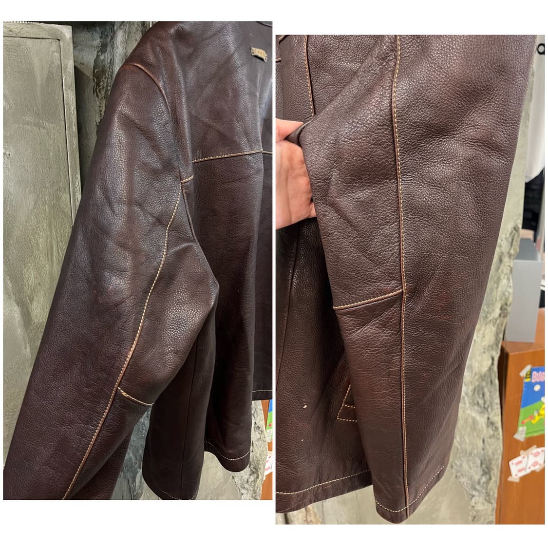 빈티지 소가죽 레더자켓 브라운 100 #csz2386 상품이미지10