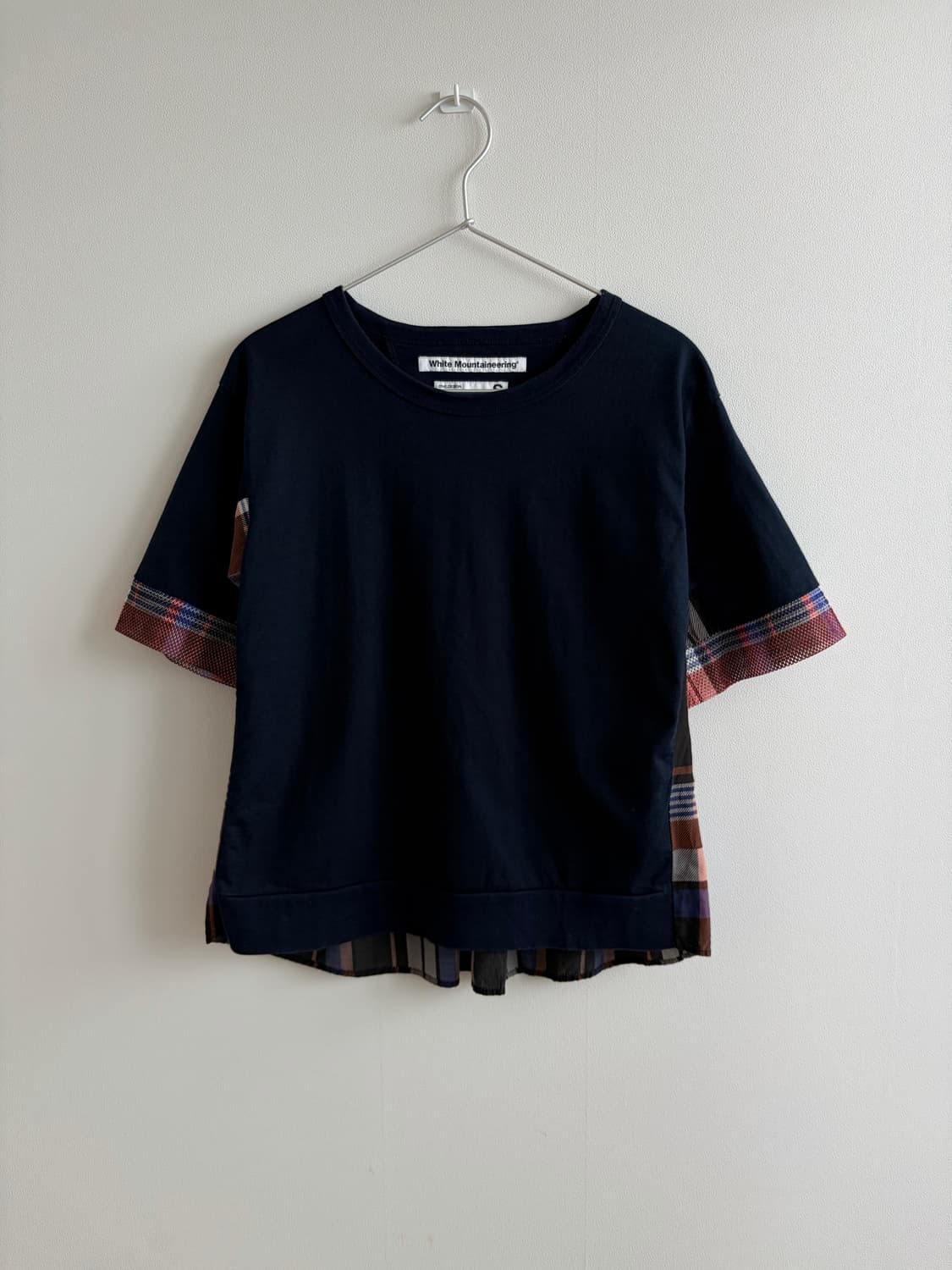 White Mountaineering 체크 배색 티셔츠 상품이미지1
