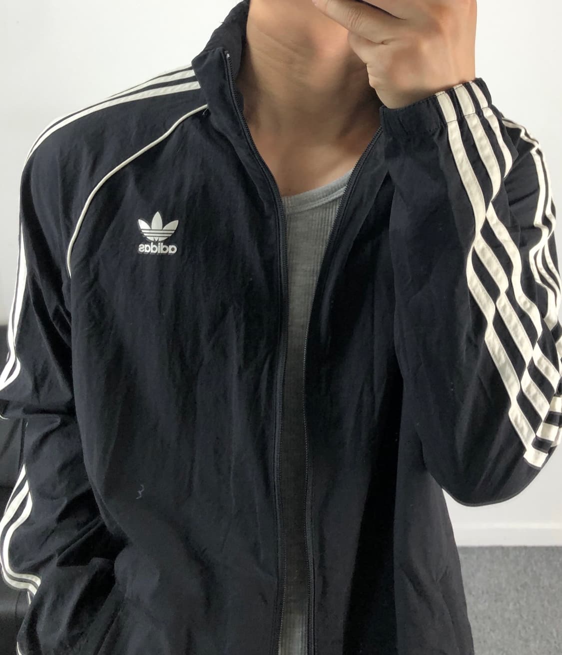 아디다스 정품 나일론 sst 3stripes 바람막이 검흰 상품이미지1
