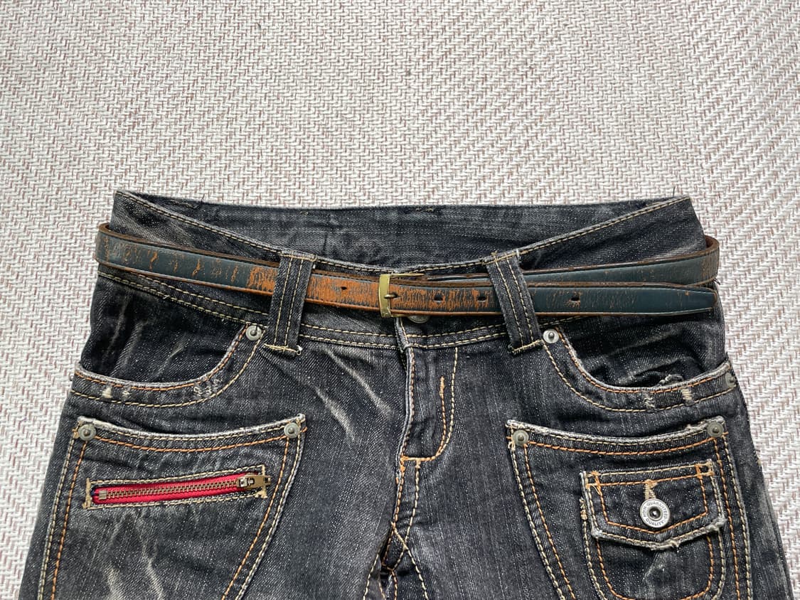 빈티지 슬림 레더 에이징 빈티지 벨트 상품이미지1