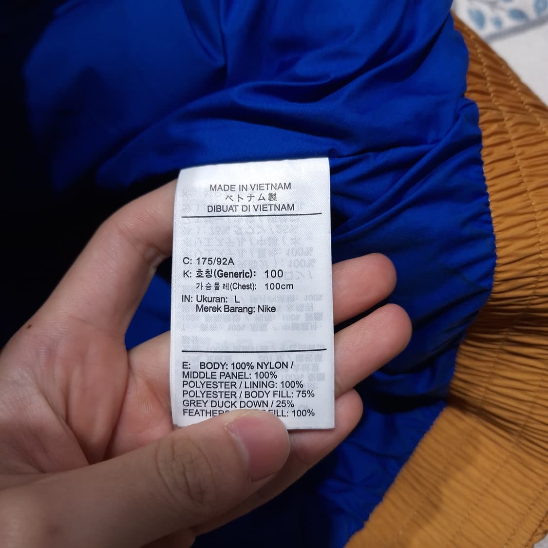 나이키 된장 브라운 배색 빅스우시 올드스쿨 덕다운 오리털 다운 필 패딩 상품이미지8