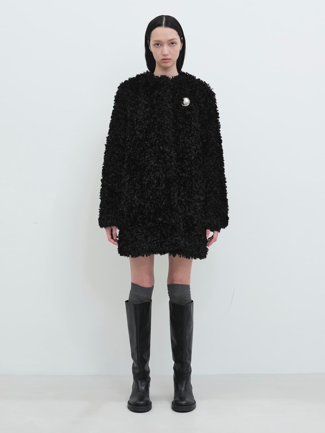 Yunse 윤세 하프 퍼코트 블랙 상품이미지1