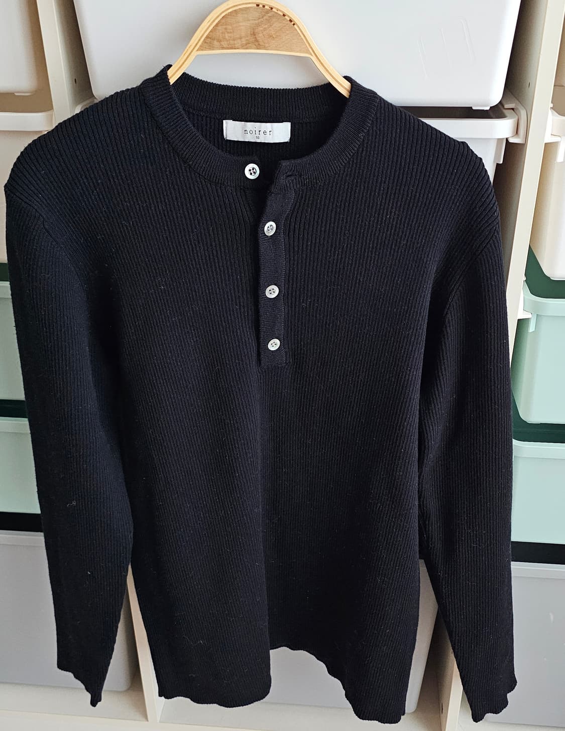 노이어 코튼 리브드 헨리넥 니트 (블랙)50사이즈 상품이미지6