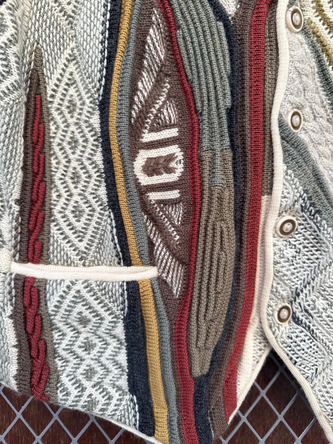 AKLANDA 빈티지 입체 케이블 니트 베스트 패턴 조끼 L 상품이미지2