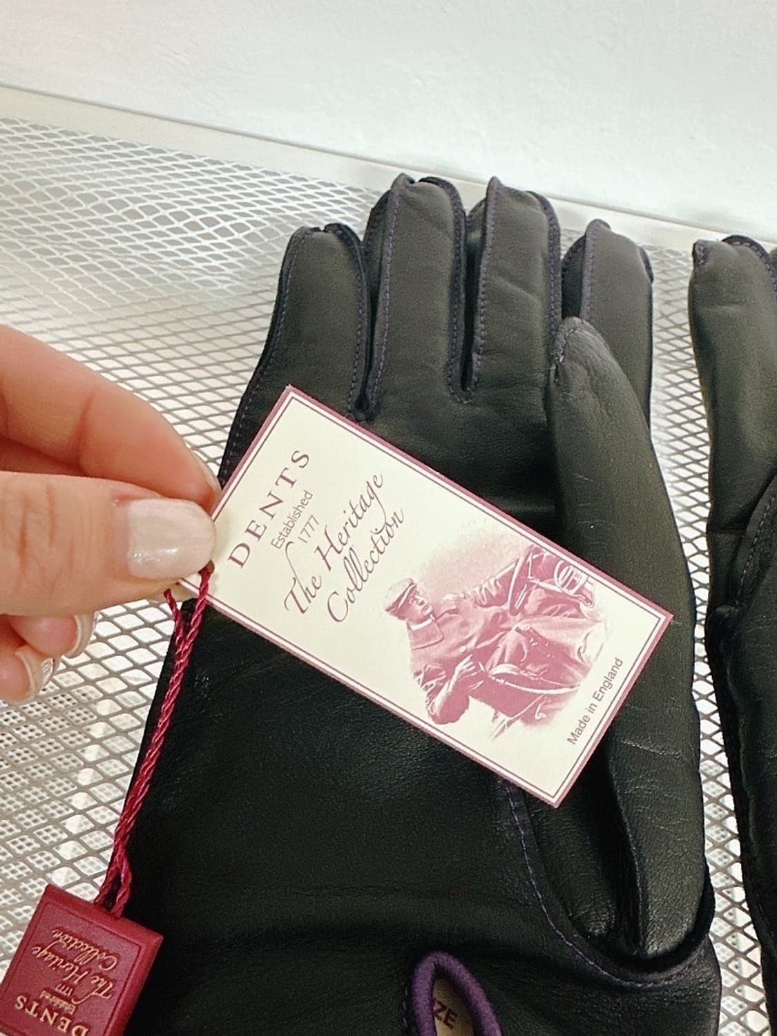 (정품/새상품) 덴츠 남성 블랙 퍼플 양가죽 울 캐시미어 장갑 상품이미지4
