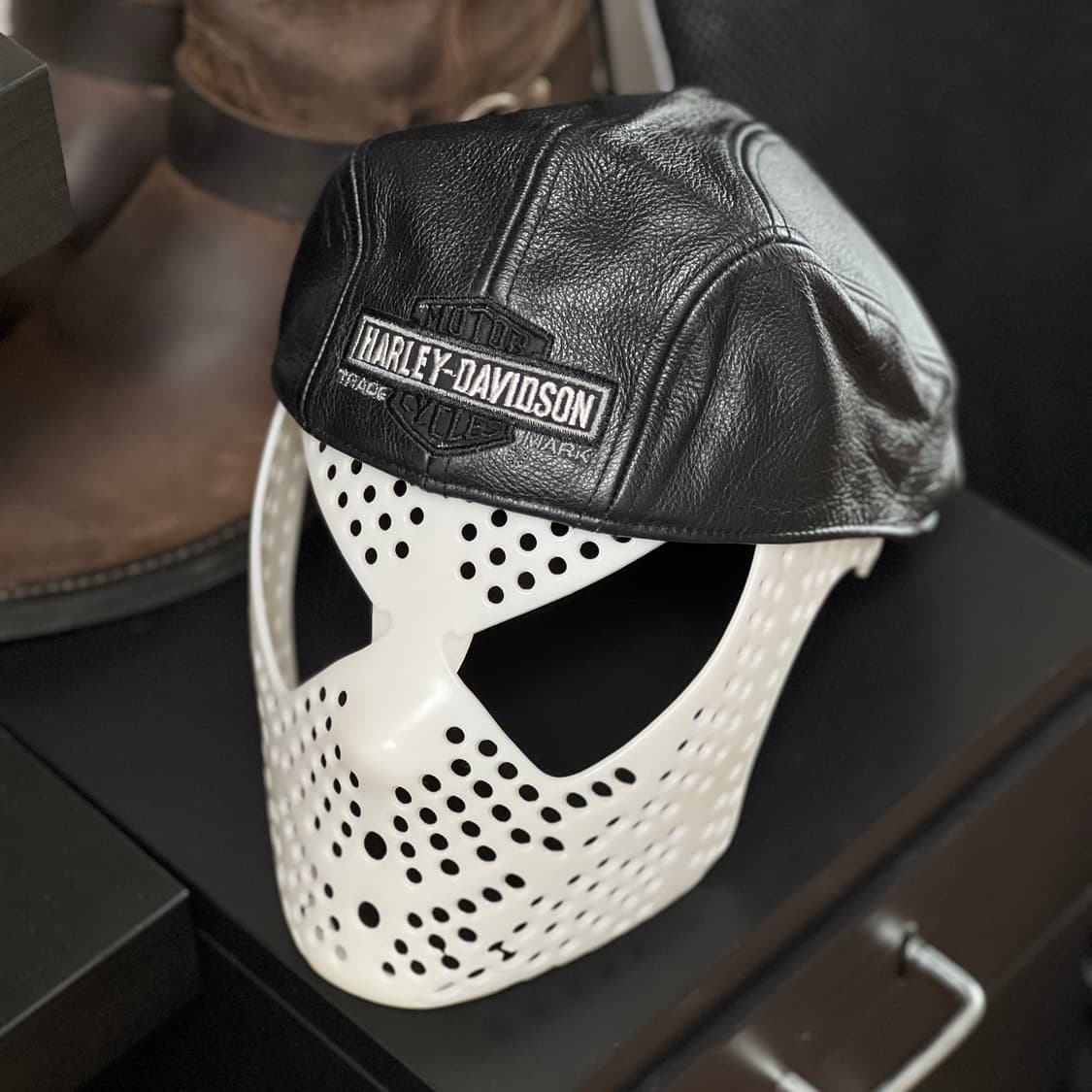 할리데이비슨 가죽 헌팅캡 블랙 L (약58-59호) 상품이미지1