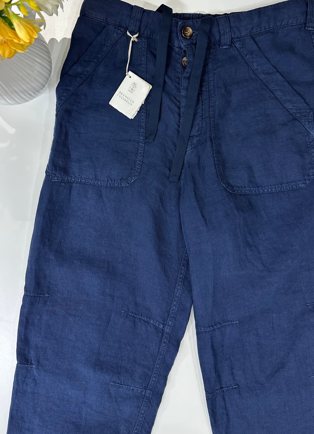 브루넬로 쿠치넬리 드로스트링 린넨 100% 팬츠 상품이미지1