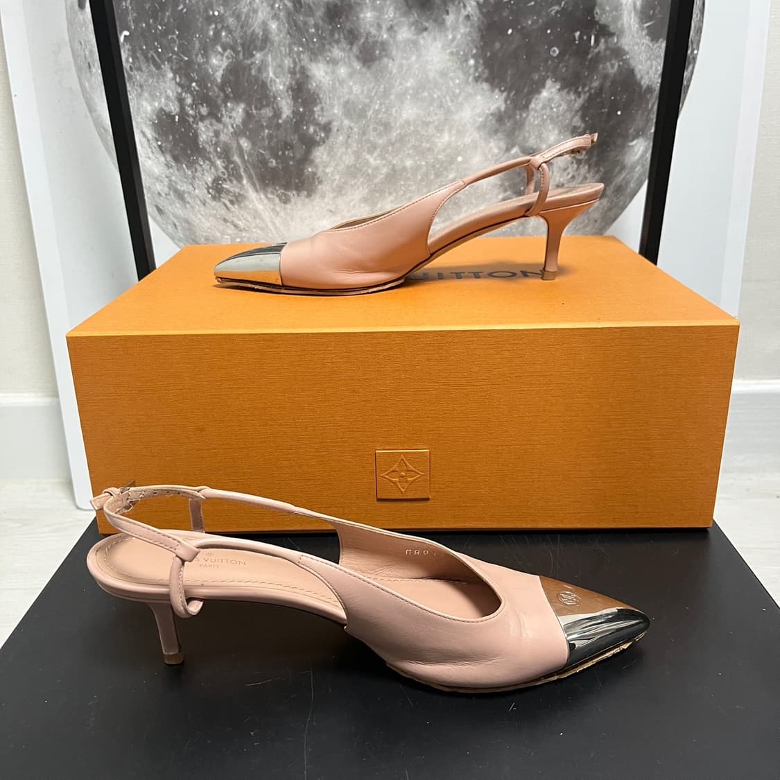 정품 36.5) 루이비통 핑크 시티 어반 슬링백 펌프스 힐 230~235 상품이미지3