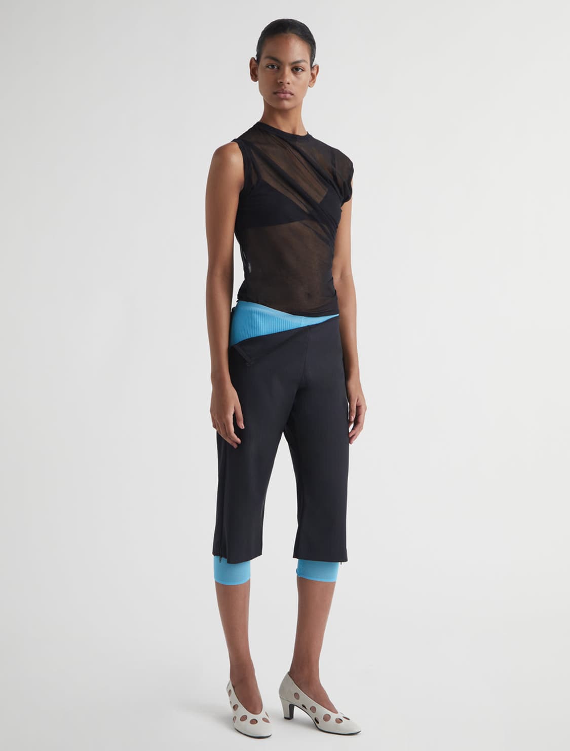 [36,38]팔로마울 LUMIETI 스트라이프 지퍼 카프리 팬츠 상품이미지2