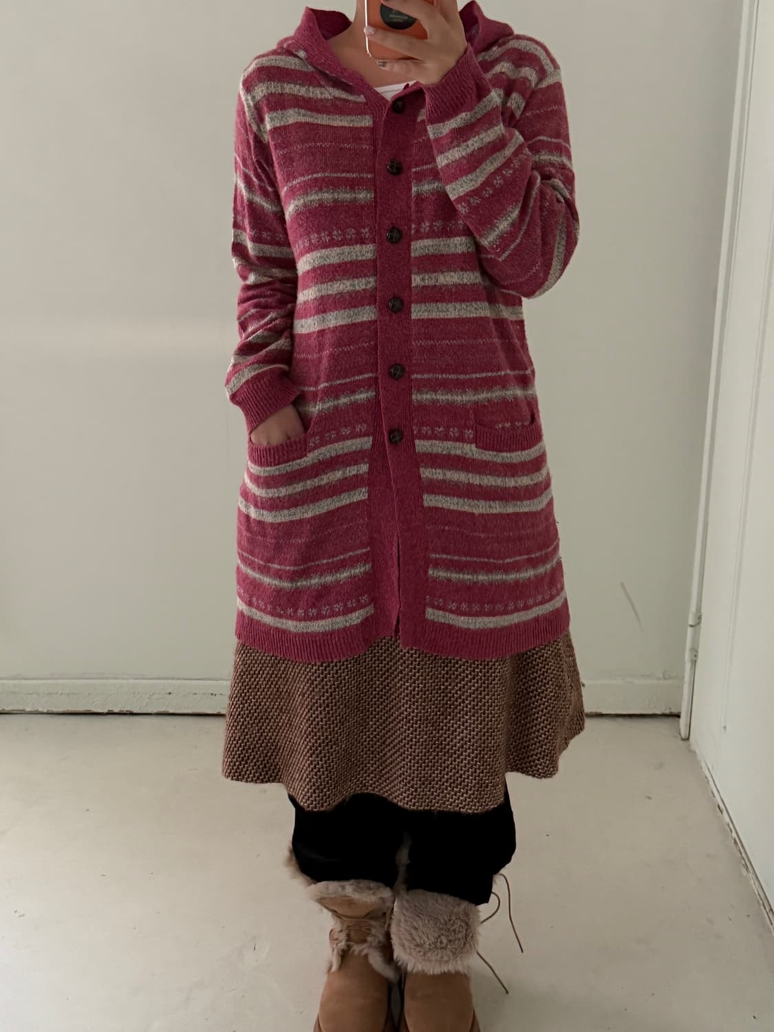 일본빈티지 모리 핑크 롱가디건 상품이미지1