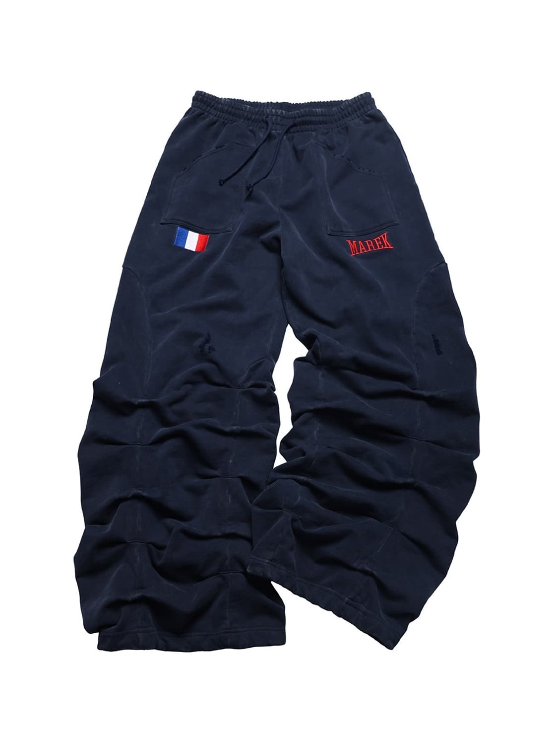 Navy Distressed Pleated Sweatpants  상품이미지1