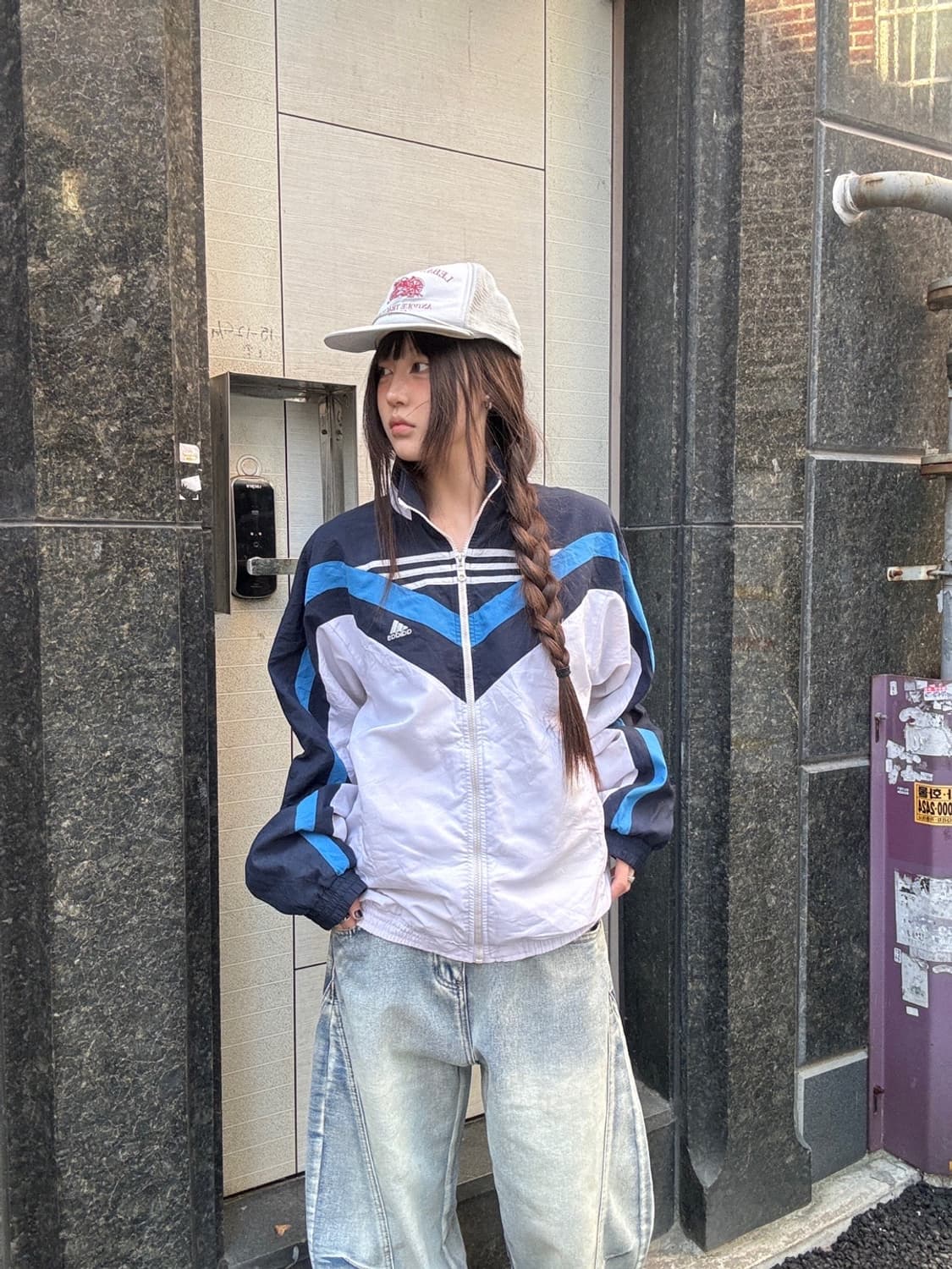 90s 올드스쿨 ADIDAS 배색 바람막이 점퍼 상품이미지1