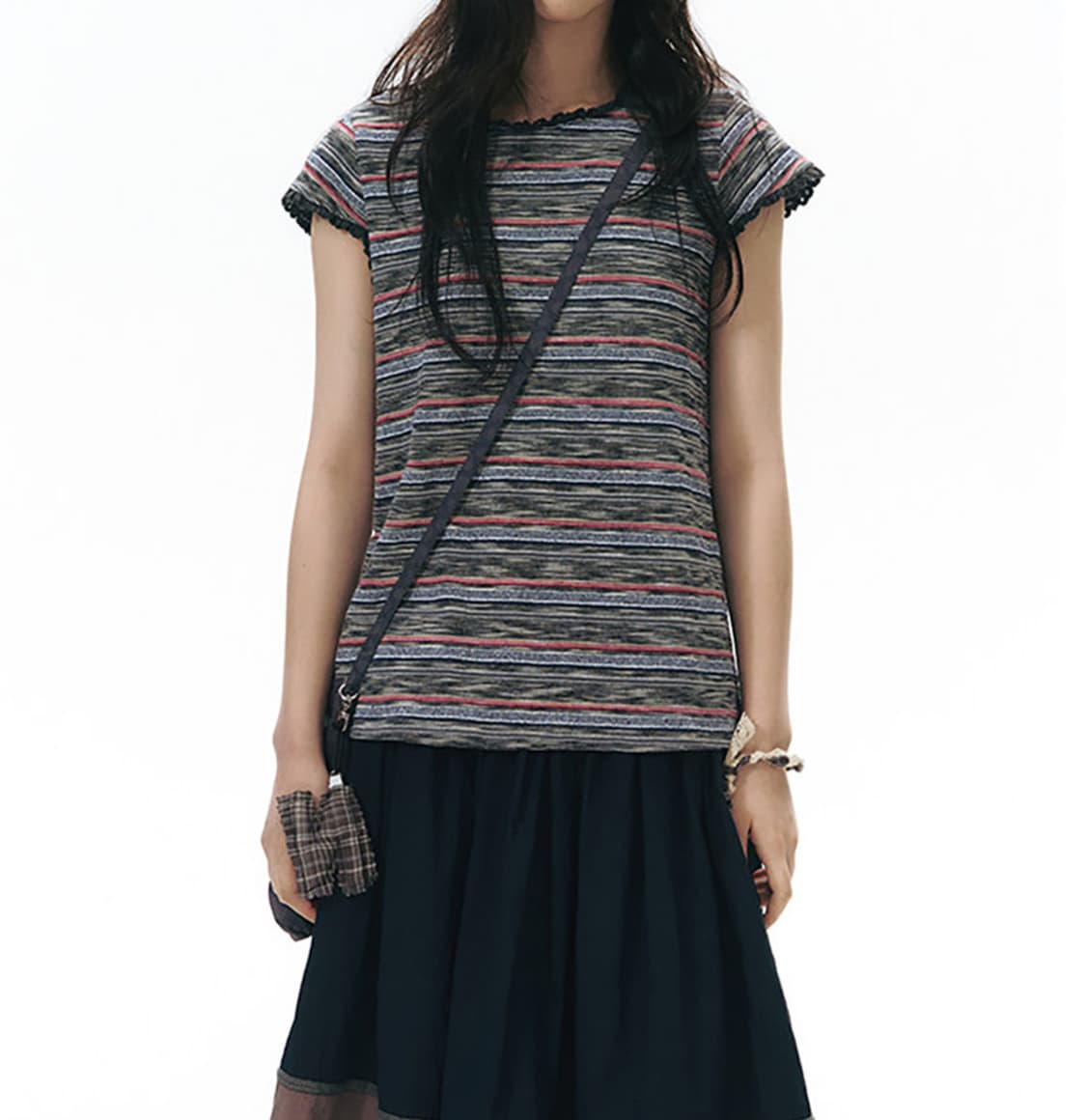TAKEANAP Stripe lace edge top 코이세이오 깔 상품이미지2