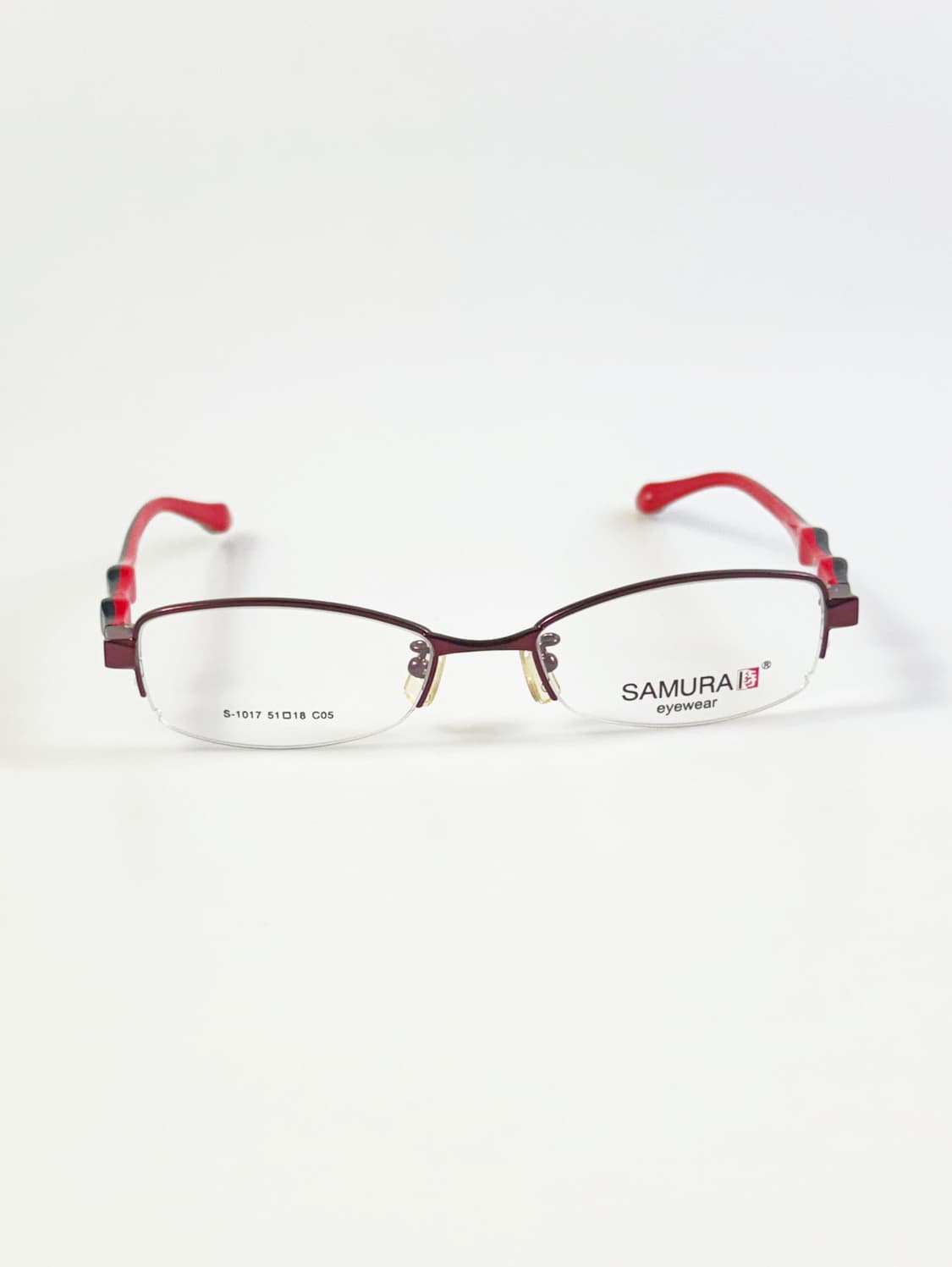 SAMURAI EYEWEAR 버건디 반무테 메탈 빈티지 안경 상품이미지2