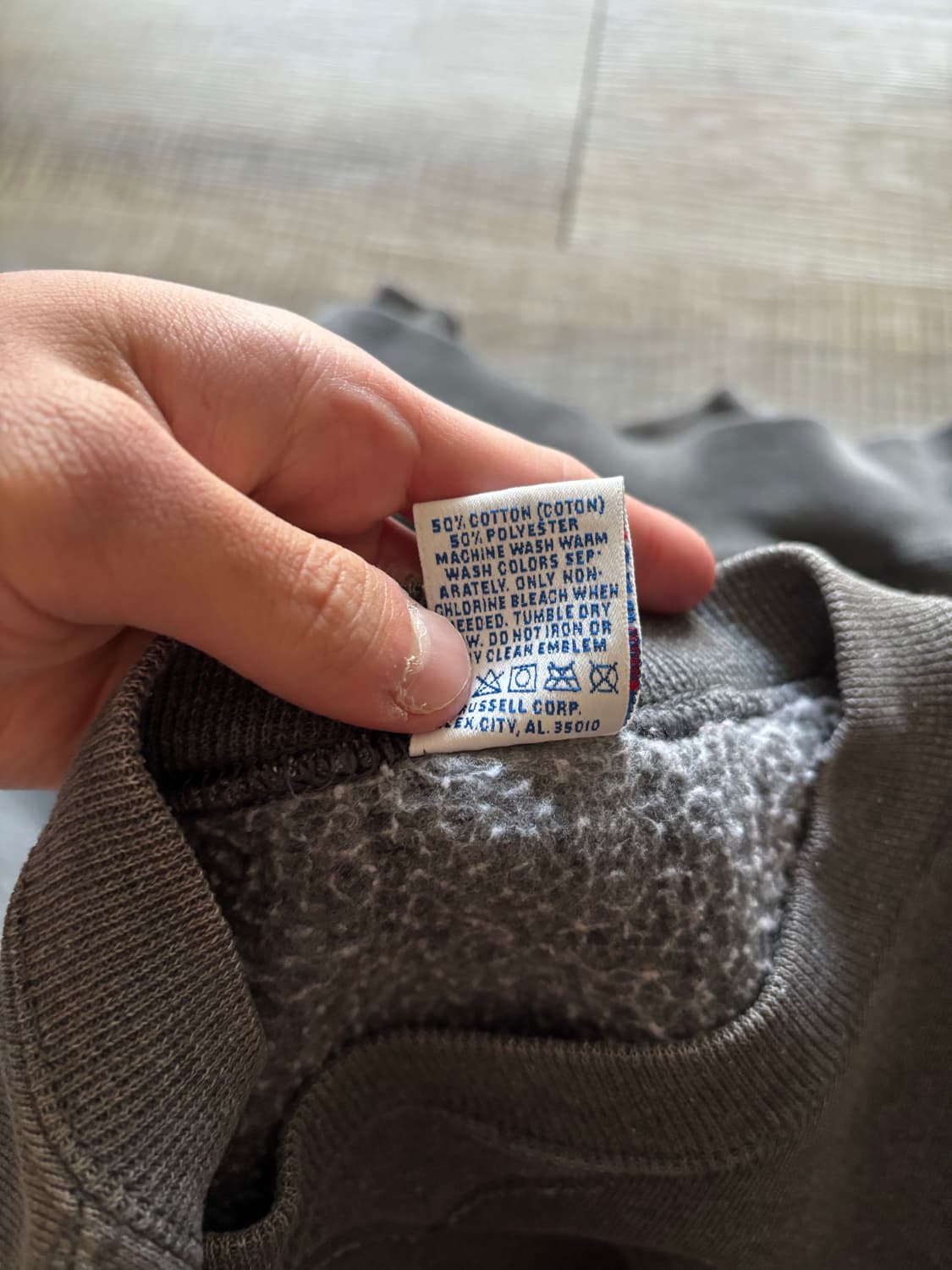 [M] 90s 러셀 맨투맨 스웻셔츠 블랭크 차콜 블루 그레이 빈티지 상품이미지4