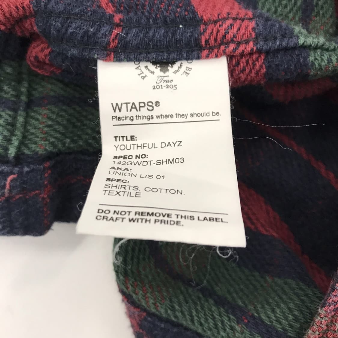 WTAPS 더블탭스 플란넬 체크셔츠 [L] 상품이미지7