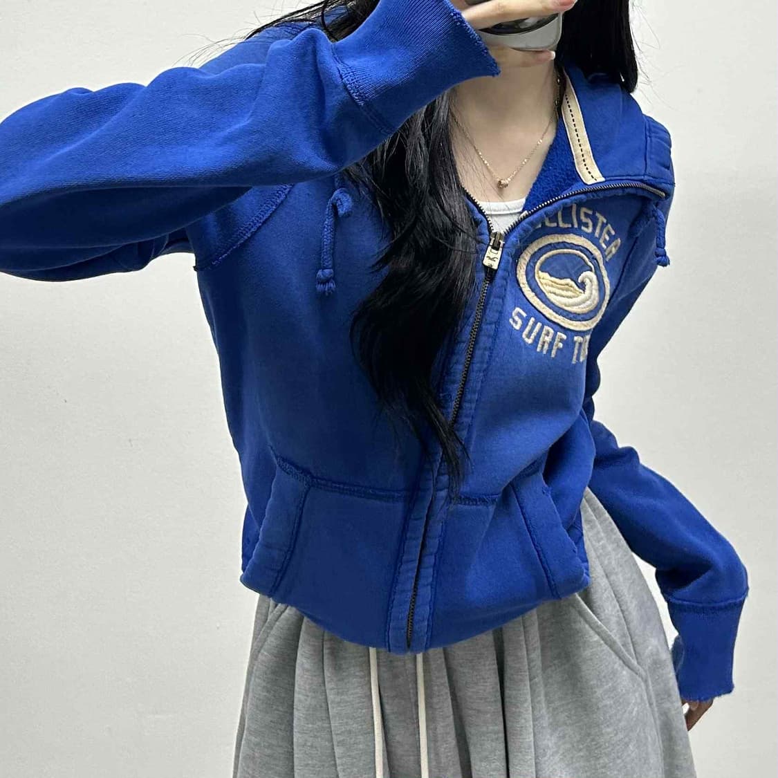 홀리스터 y2k 올드스쿨 스웻 후드집업 희귀져지(S) 상품이미지1