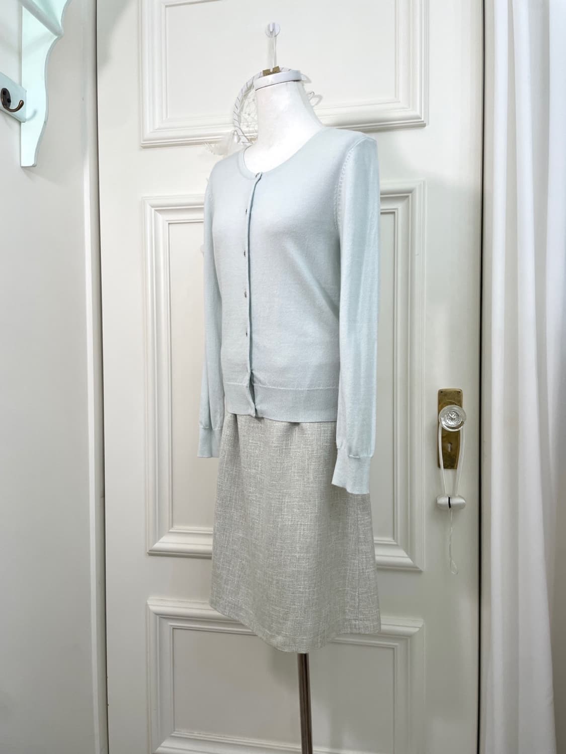 mint green tweed basic midi skirt 상품이미지7