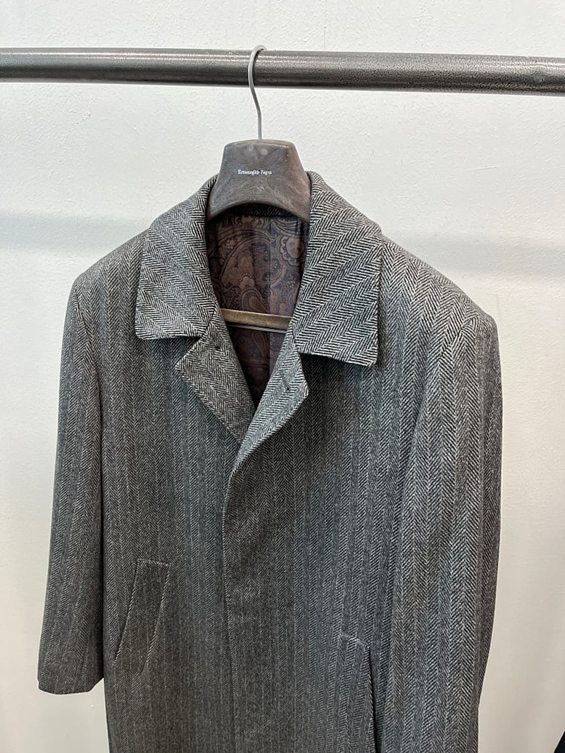 100) 란체티 헤링본 캐시미어 코트  상품이미지4