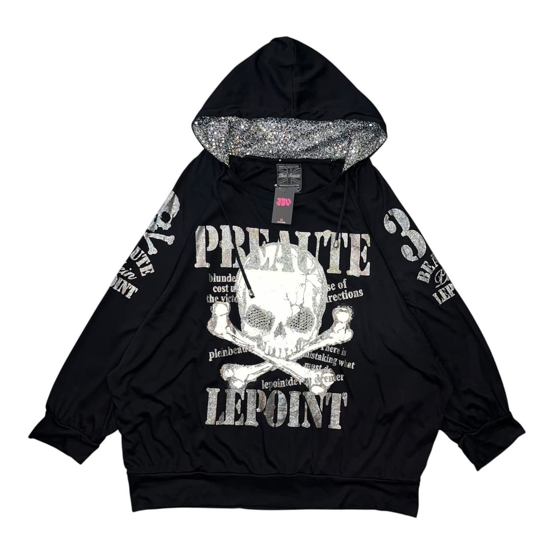 해골 프린팅 스터드 가오리핏 후드티 펑크y2k갸루 상품이미지1