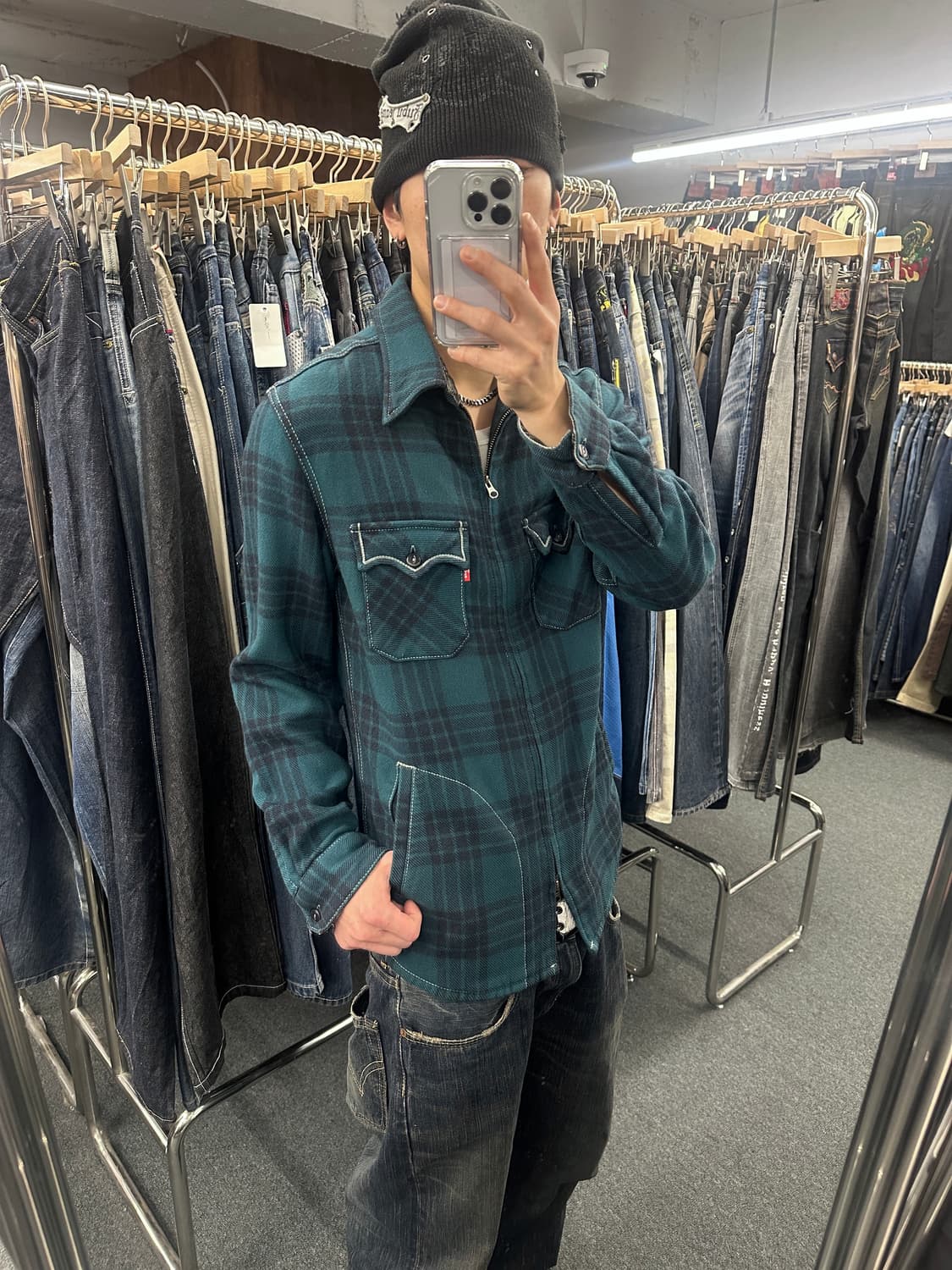 L) 리바이스 체크 울 집업 자켓 상품이미지2