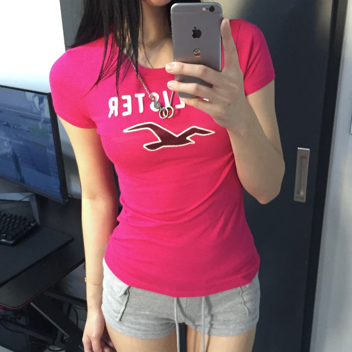 Hollister 레어템 y2k 핫핑크 딱붙슬림핏 홀리스터 반팔 상품이미지2