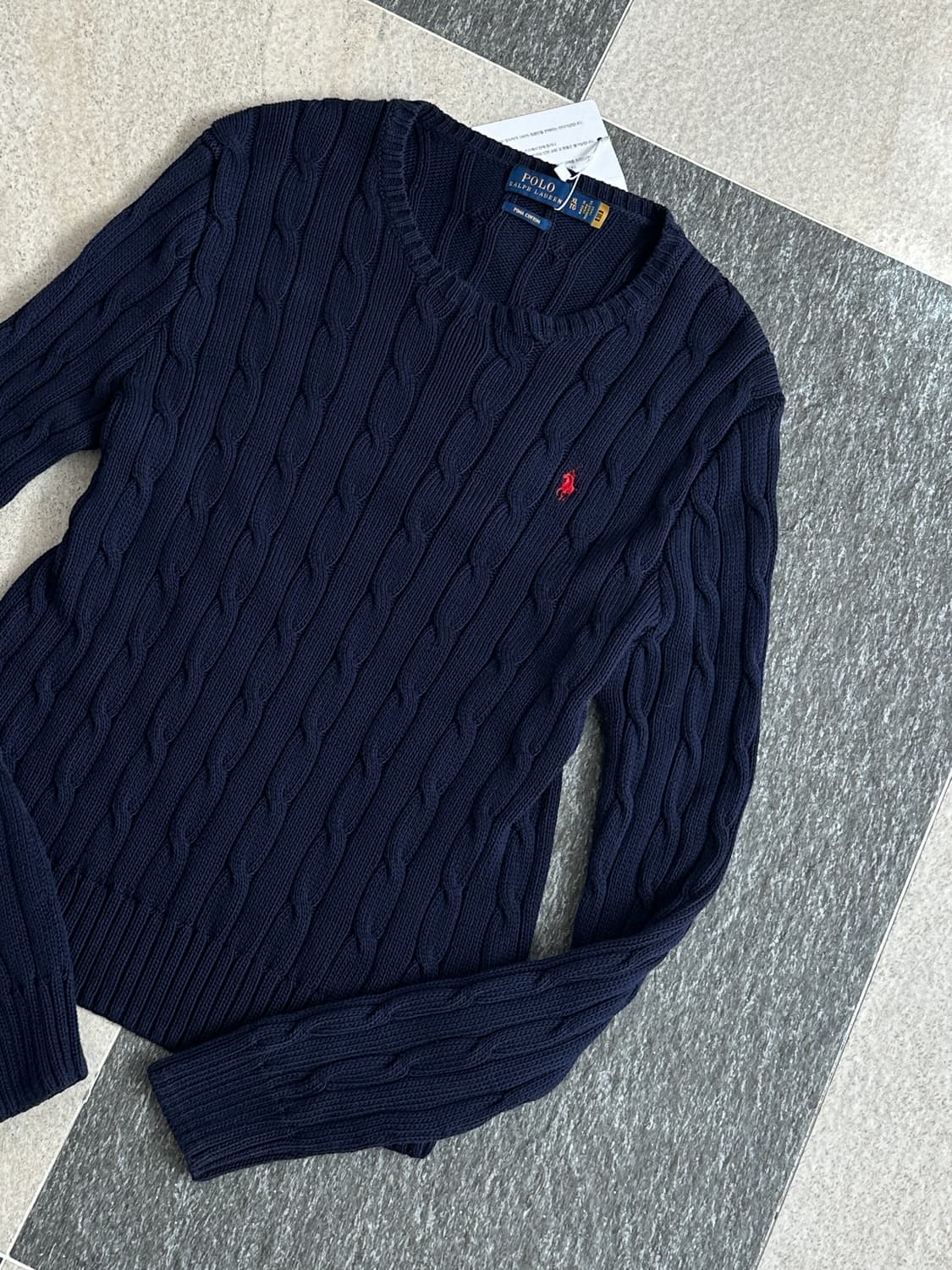폴로 랄프로렌 네이비 피마코튼 케이블 니트 상품이미지6