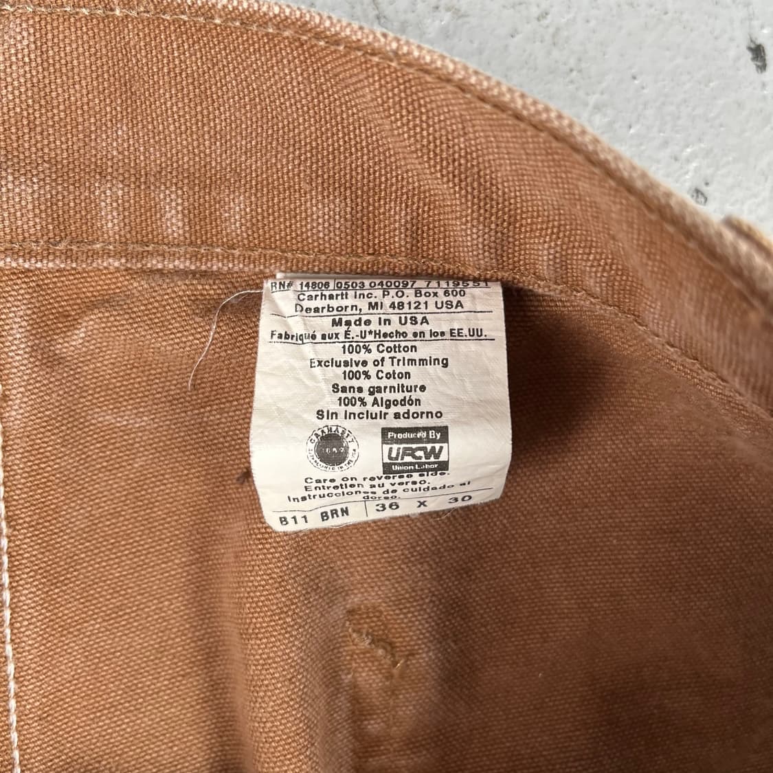 올드 칼하트 싱글니 카펜터 팬츠 B11BRN 상품이미지4