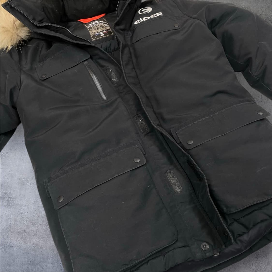 아이더 Eider 블랙 후드퍼 덕다운 헤비 패딩 파카 M 상품이미지4