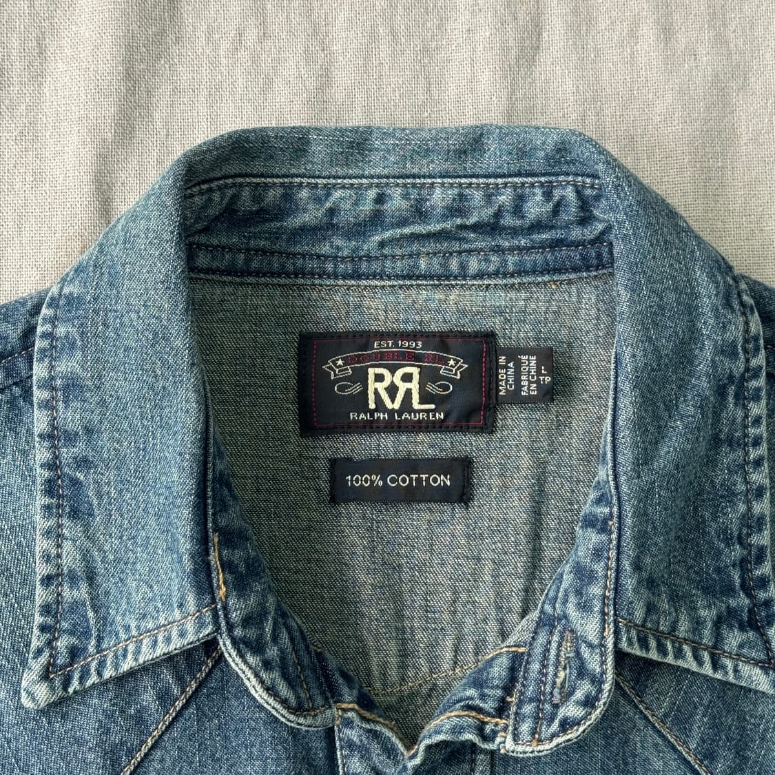 더블알엘 자수 웨스턴 데님 셔츠 L 상품이미지5