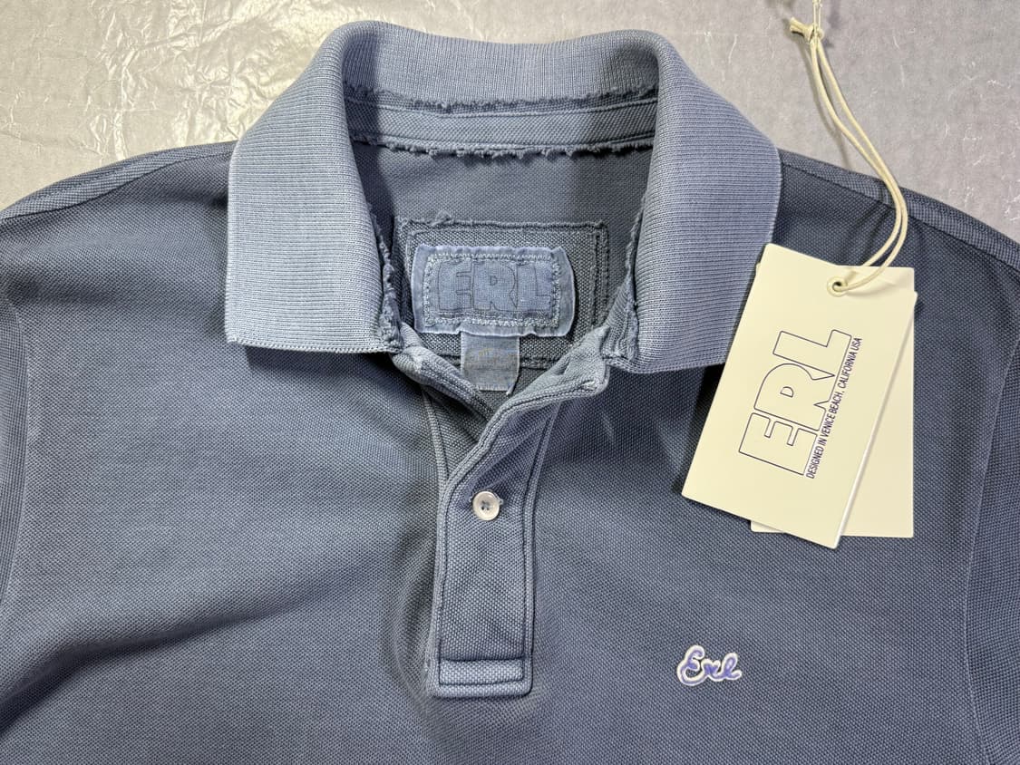 [L] ERL 스크립트 폴로 티셔츠 블루 상품이미지6