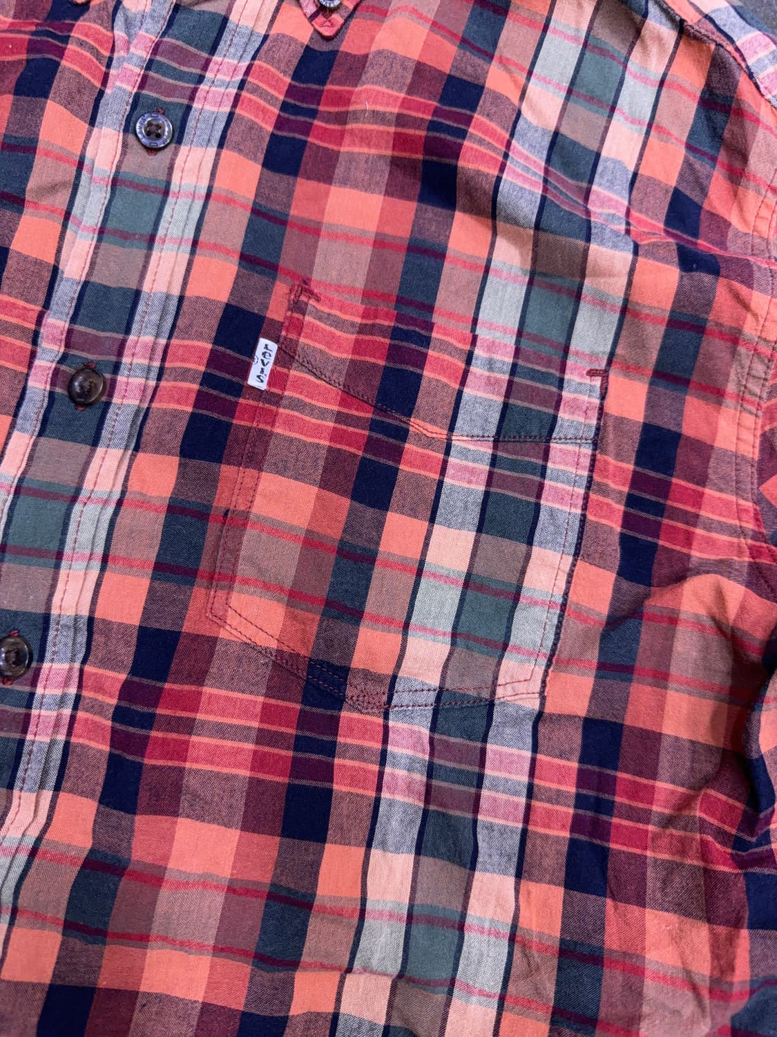 리바이스 슬림핏 린넨 원포켓 캐쥬얼 체크셔츠 남방 M 상품이미지5