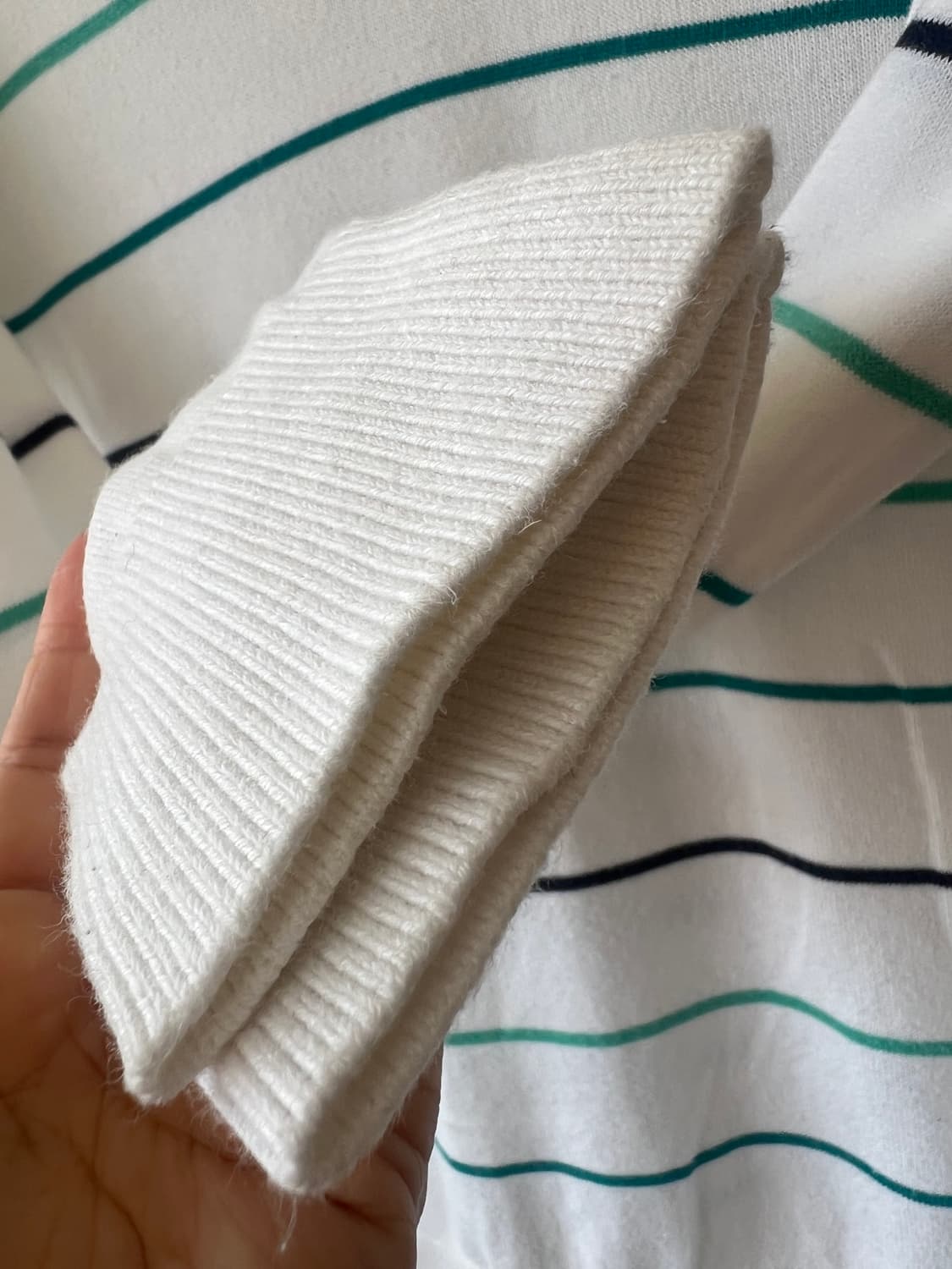 라코스테 여성 아이보리 스트라이프니트 코튼니트 상품이미지4