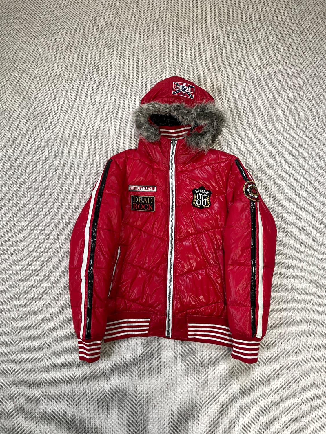 디리시 크레스트 자수 퍼 후드 패딩 y2k goa lgb J03503 상품이미지1