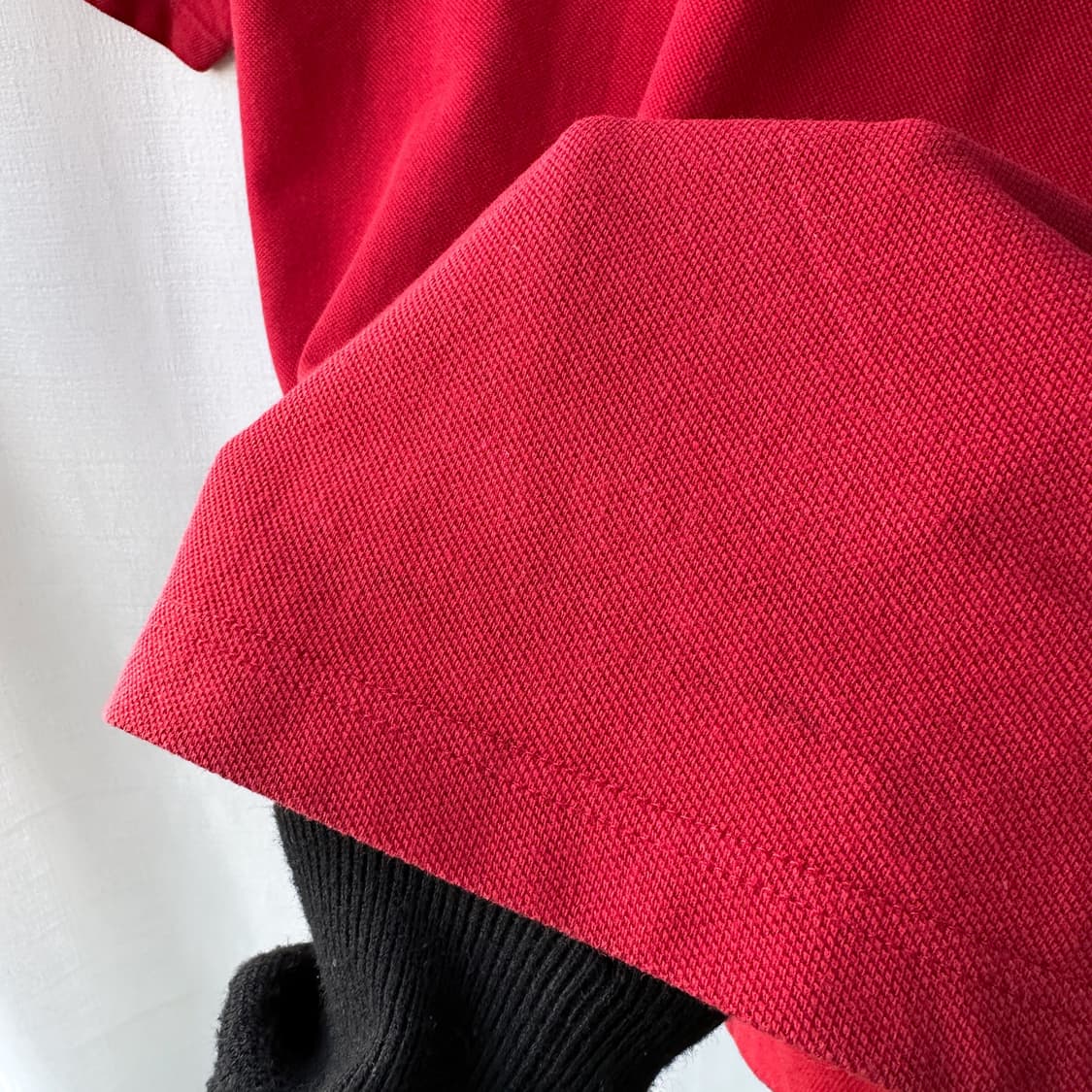 올드 버버리 골드 크레스트 자수 반팔 카라티 레드 L 상품이미지8