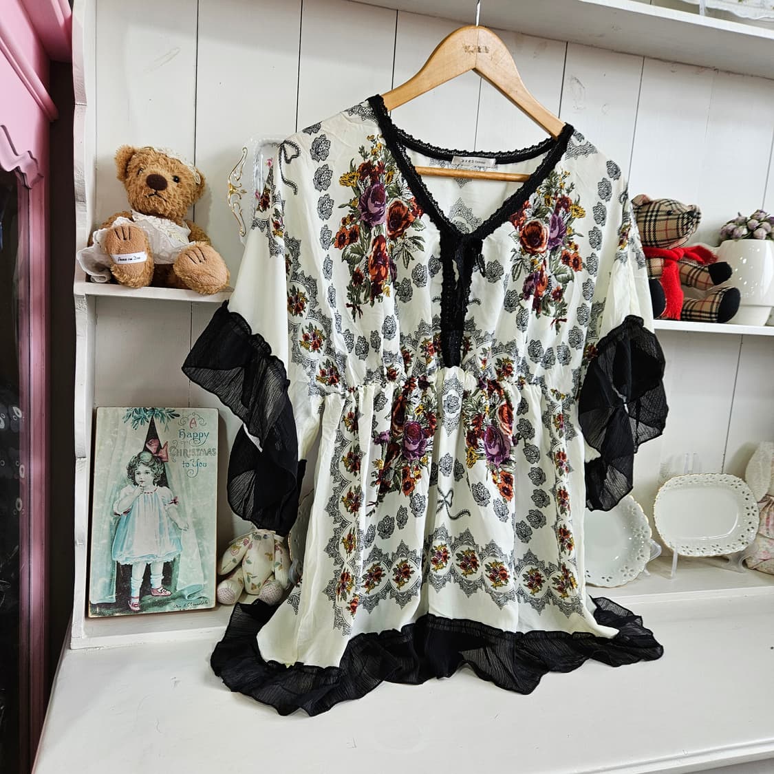 엑시즈팜(Axes Femme) 앤틱 플라워 레이스 쉬폰 블라우스 상품이미지2