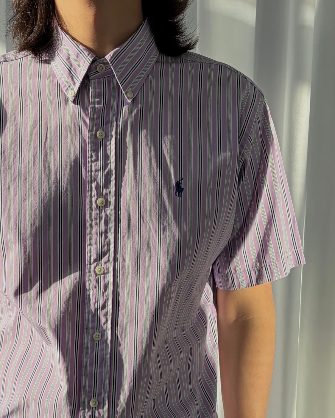[L]폴로 랄프로렌 포플린 스트라이프 반팔 셔츠 상품이미지2