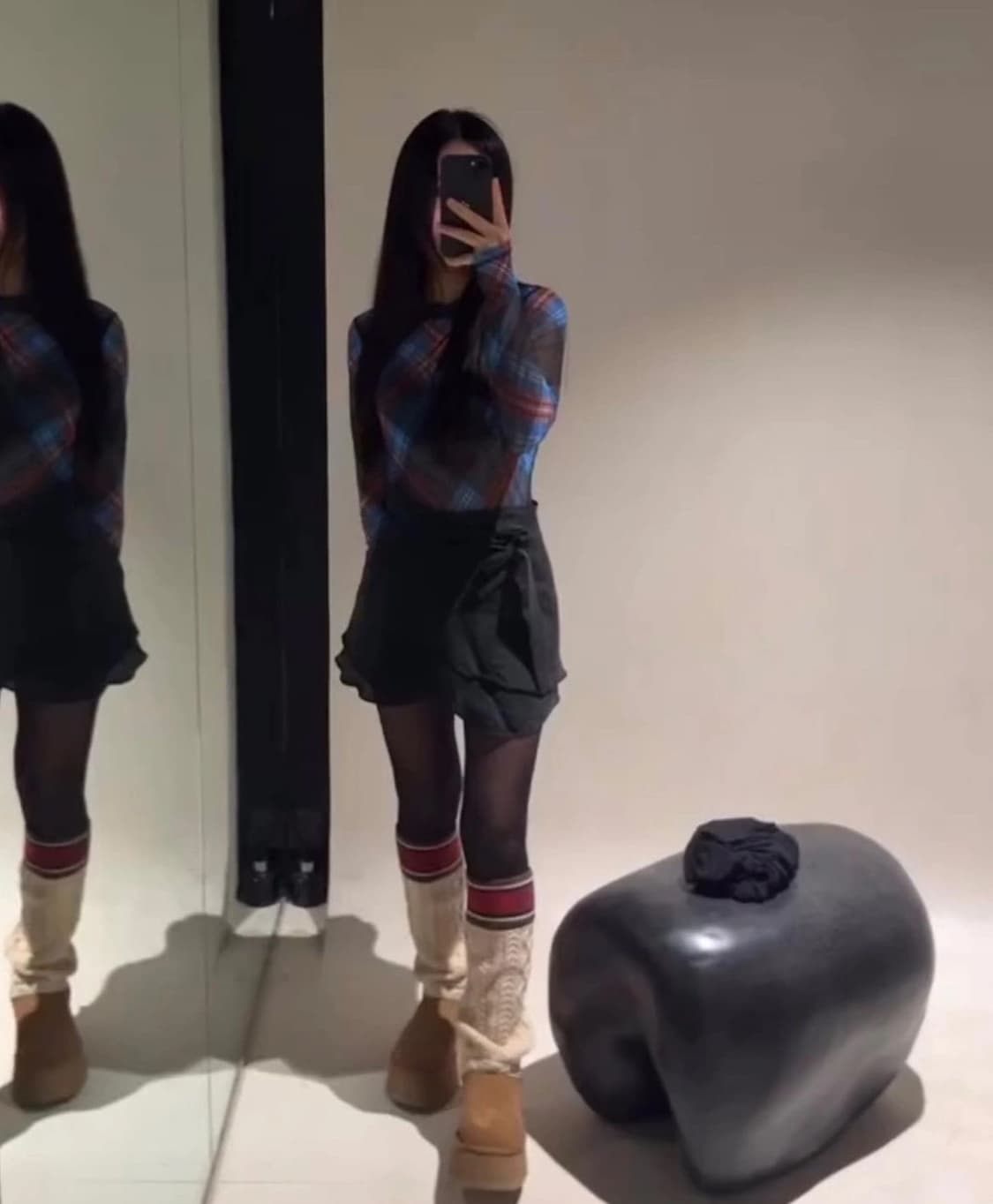 찰스 제프리 러버보이 체크 메쉬 탑 상품이미지1