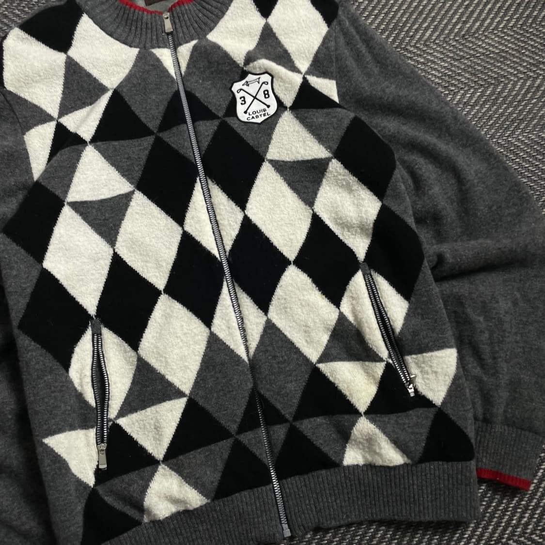 루이 까스텔 아가일 체크 패턴 니트 집업o 4473 상품이미지3